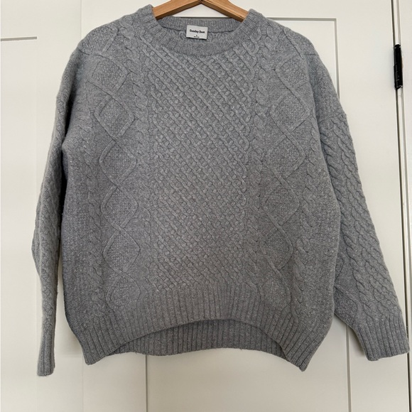 Sunday Best Sweaters - Aritzia Sunday Best Light Gray Preppy Oversized Crewneck Sweater - Size S-L